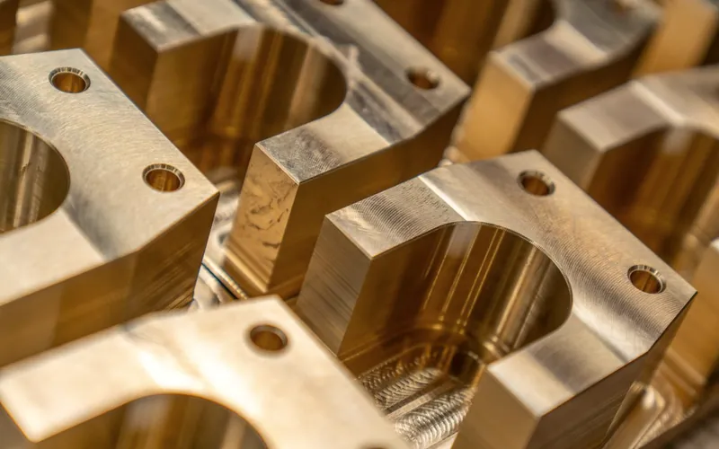 A batch of identical machined metal components