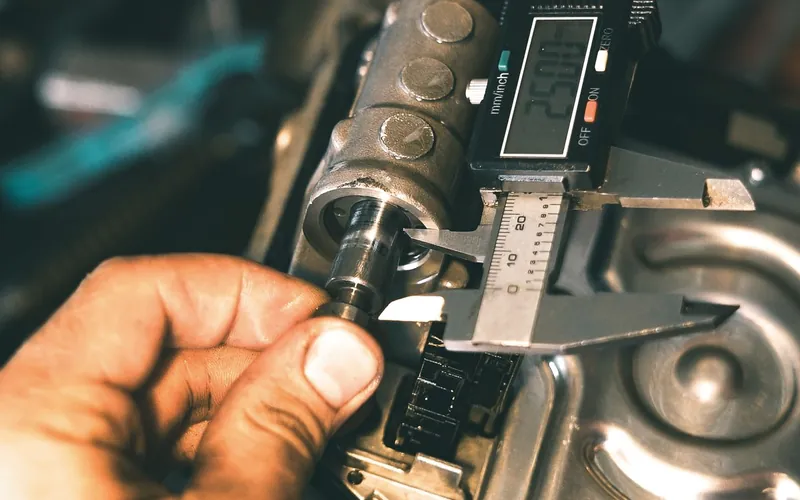 A digital caliper measuring an existing metal part